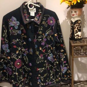 Vintage quaker factory,beaded and embroidered butterflies and flowers Jacket/top